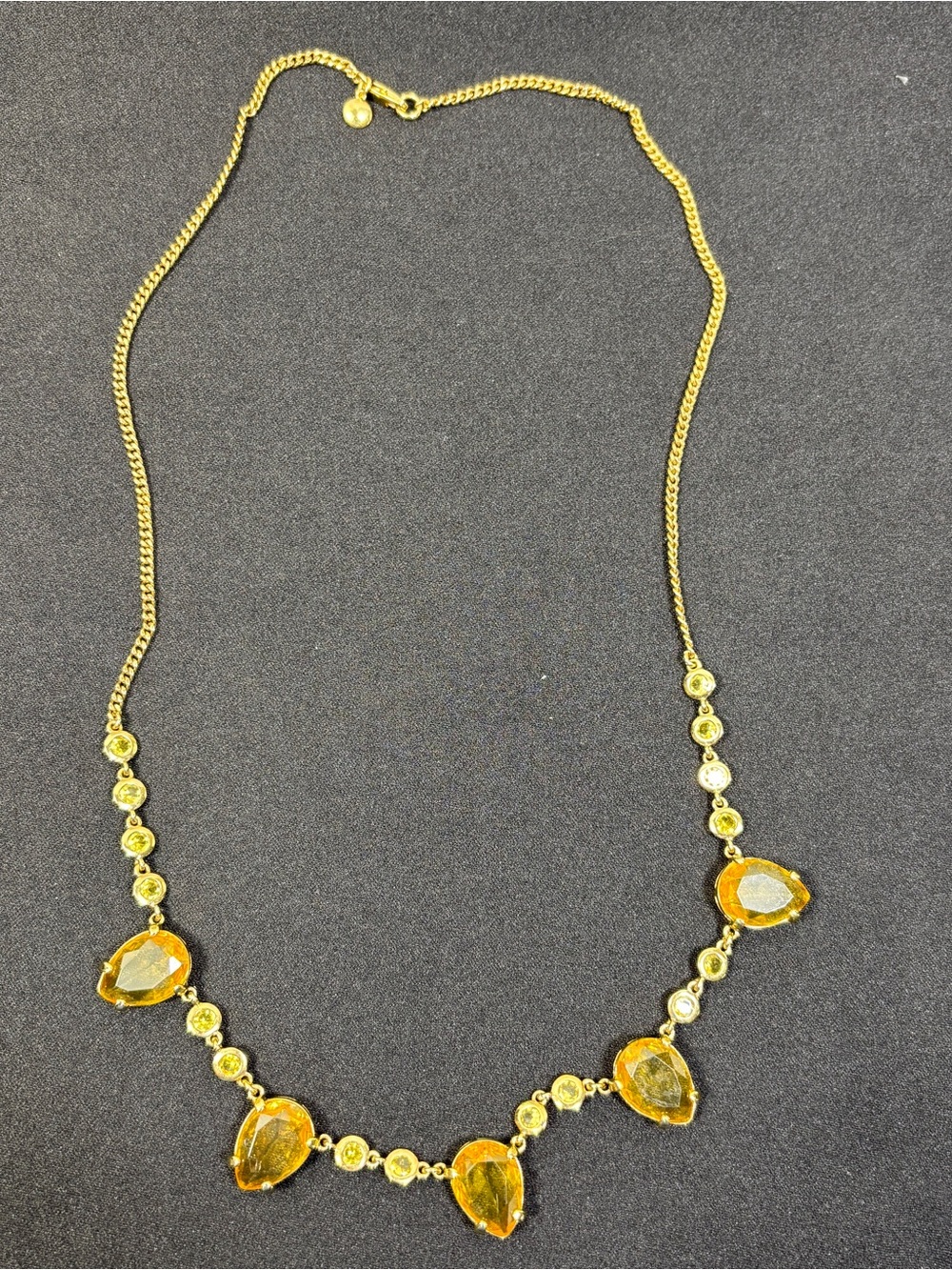 J. Crew Necklace Yellow Faux Faceted Acrylic/Plastic Goldtone 26" - Picture 3 of 11